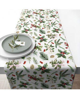 Fata de masa 40 x 150 cm, Winter Greenery White - AMBIENTE